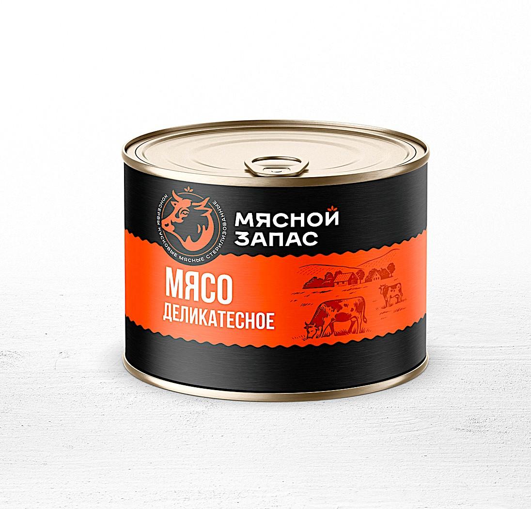 Мясной запас: Мясо Деликатесное тушеное 525гр/12шт ж/б СТО